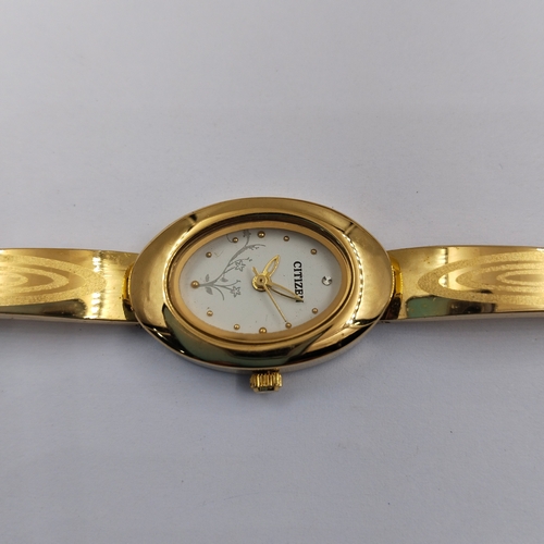 Citizen Ladies Gold Tone Crystal Bezel Black Dial Quartz Watch EQ0532-55E –  Christopher William Jewelers