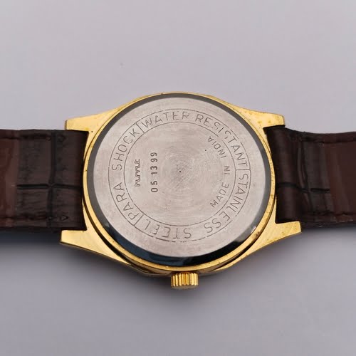 HMT SURYA Golden Dial GP Mechanical Men's Watch 17J. Name watch Collectible  | eBay
